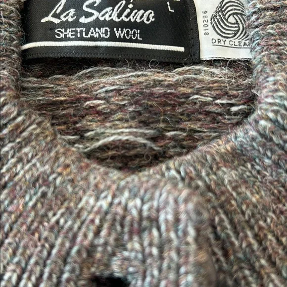 La Solino Vintage Shetland Wool Button Up Cardigan Sweater sz large - Picture 2 of 12